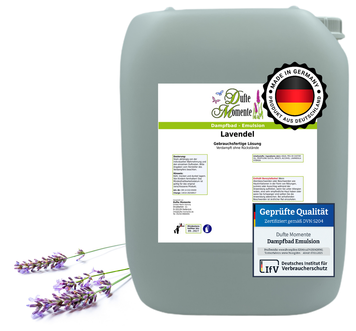 Dampfbad-Emulsion Lavendel | Gebrauchsfertig & DVN-Zertifiziert für Dein Home-Spa | 3L, 5L, 10L