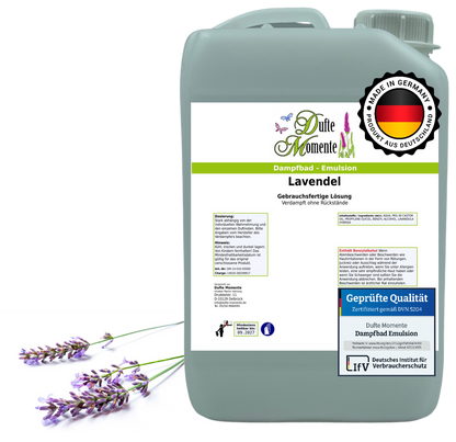 Dampfbad-Emulsion Lavendel | Gebrauchsfertig & DVN-Zertifiziert für Dein Home-Spa | 3L, 5L, 10L