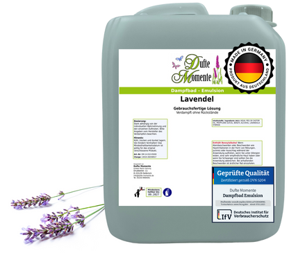 Dampfbad-Emulsion Lavendel | Gebrauchsfertig & DVN-Zertifiziert für Dein Home-Spa | 3L, 5L, 10L