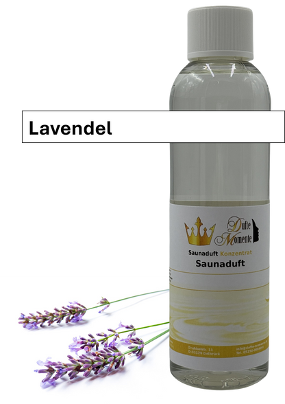 Saunaaufguss lavendel in 250ml Flasche mit Duftbanner