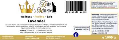 Lavendel - 1 kg Salz Körperpeeling, mit BIO-Meersalz