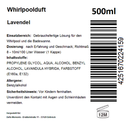 Whirlpoolduft 500 ml Etikett Lavendel