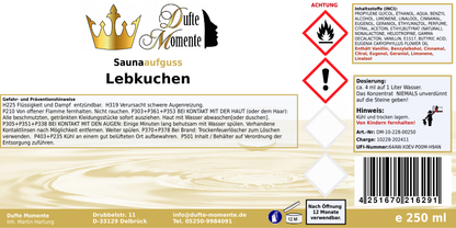 Saunaduft Konzentrat 250 ml Etikett Lebkuchen