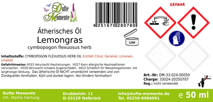 Ätherisches Öl Etikett 50 ml Lemongras