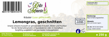 Getrocknete Kräuter Etikett 250g Lemongras geschnitten