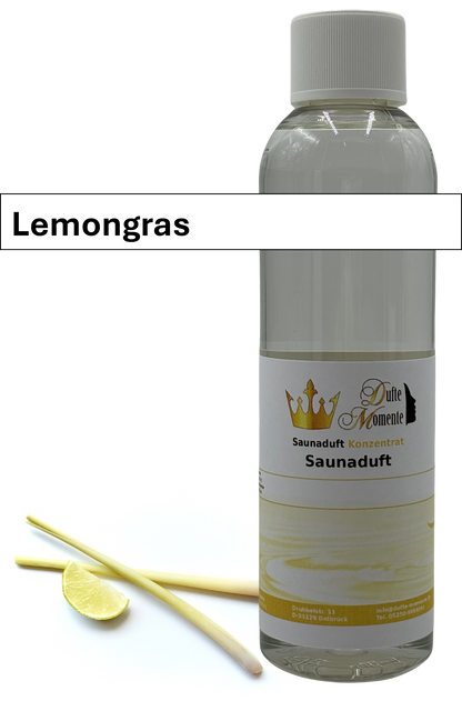 Saunaaufguss lemongras in 250ml Flasche mit Duftbanner