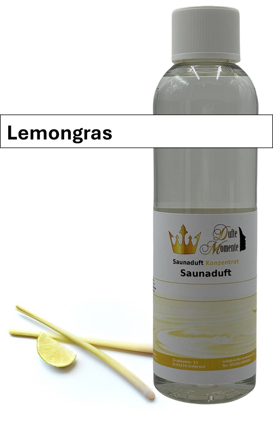 Saunaaufguss lemongras in 250ml Flasche mit Duftbanner