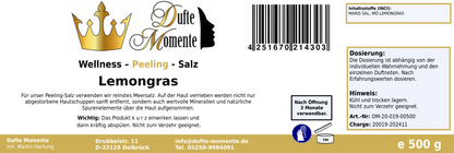 Lemongras - 500g Salz Körperpeeling, mit BIO-Meersalz