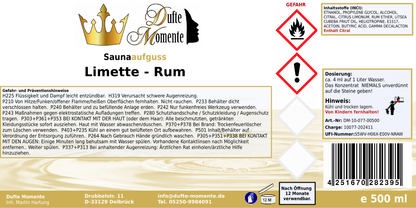 Saunaduft Konzentrat 500 ml Etikett Limette - Rum