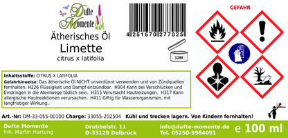 Ätherisches Öl Etikett 100 ml Limette