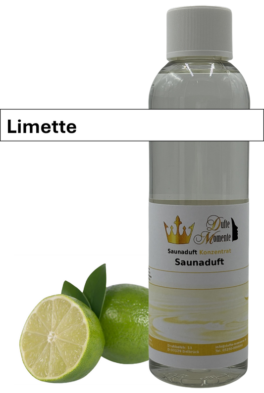 Saunaaufguss limette in 250ml Flasche mit Duftbanner