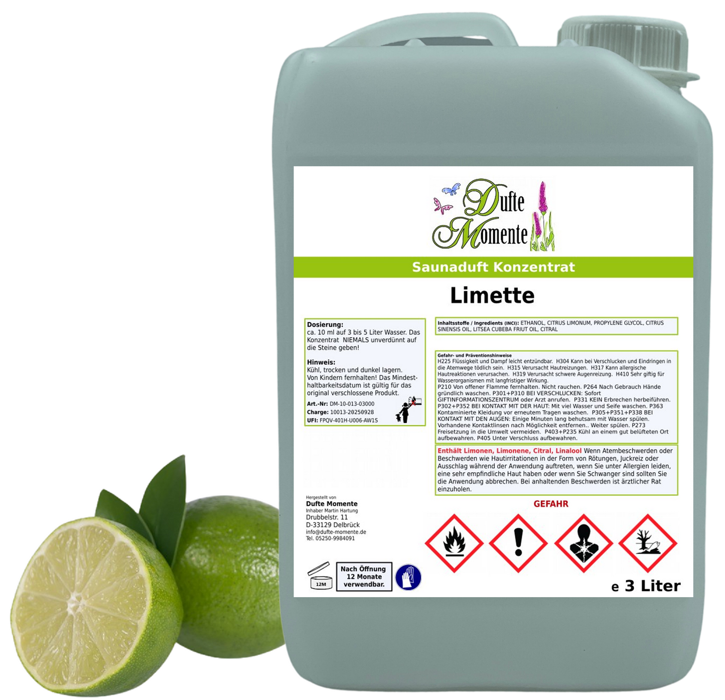 Limette Saunaaufguss-Konzentrat | 250 ml – 3 L | Fruchtig & Spritzig