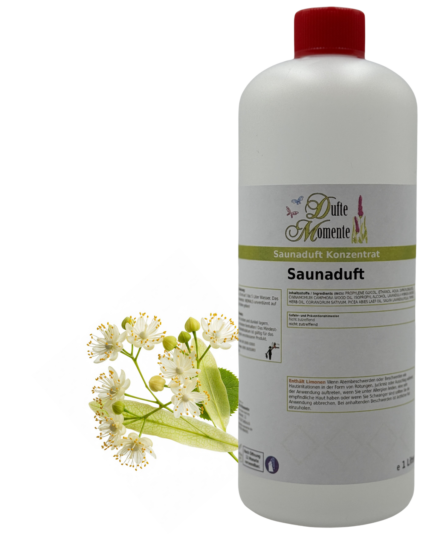 Saunaduft Lindenblüten in 1 Liter Flasche mit Lindenblüten