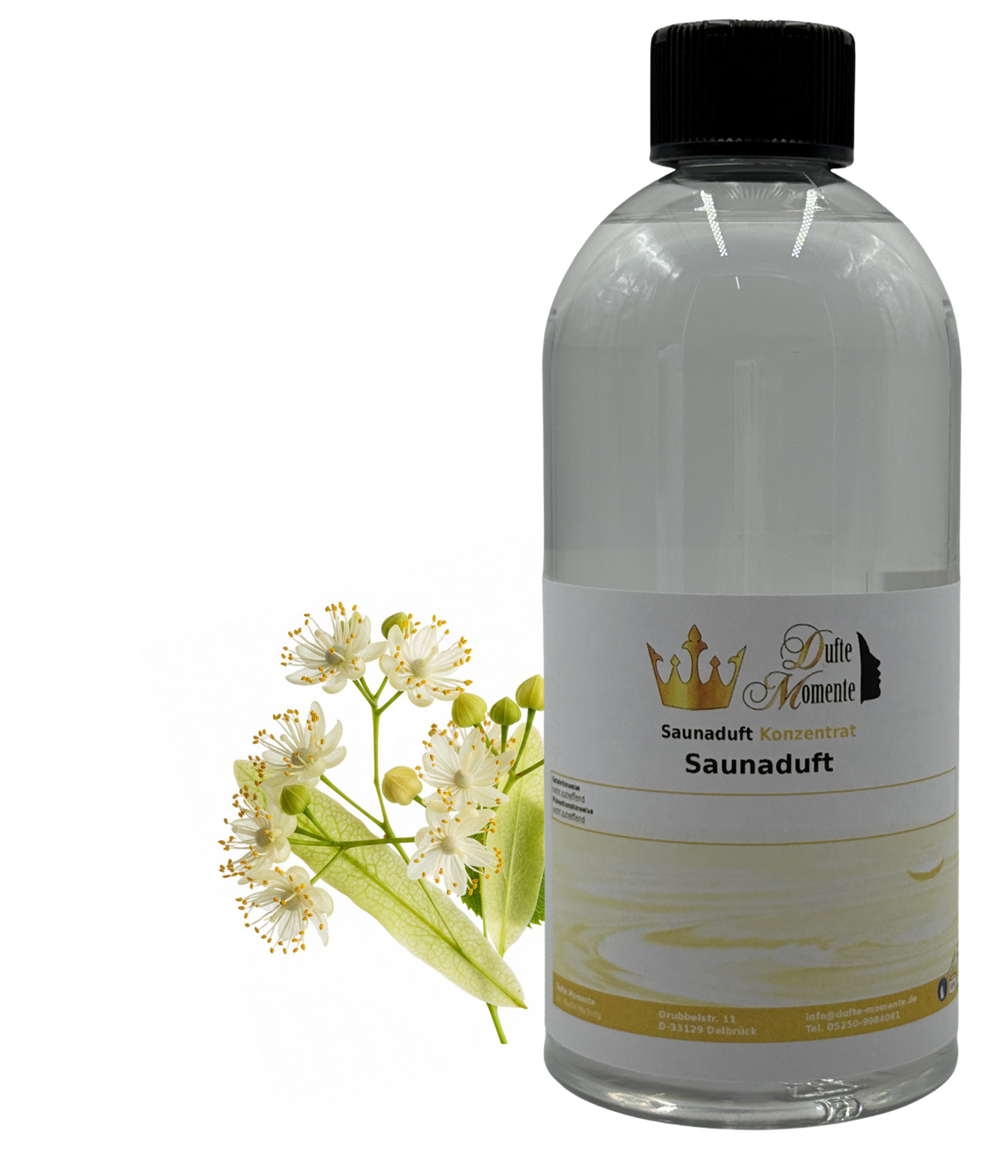 Saunaduft Lindenblüten in 500ml Flasche mit Lindenblüten
