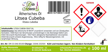 Ätherisches Öl Etikett 100 ml Litsea Cubeba