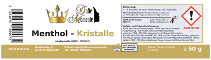 Menthol-Kristalle Etikett 50g