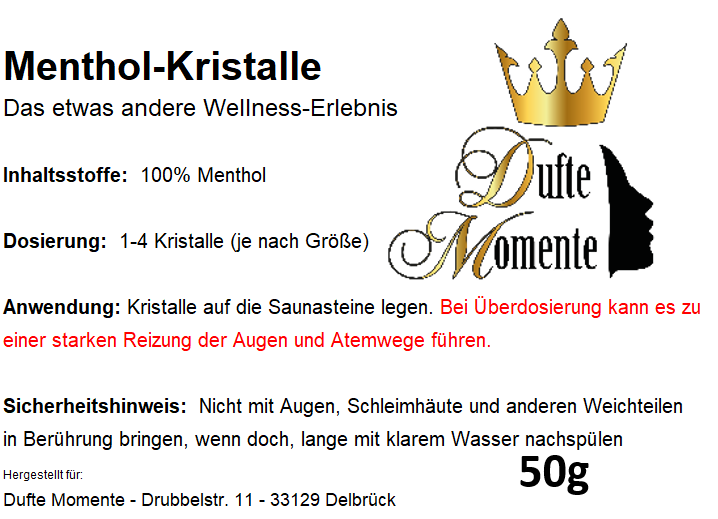 Menthol-Kristalle Etikett 50g