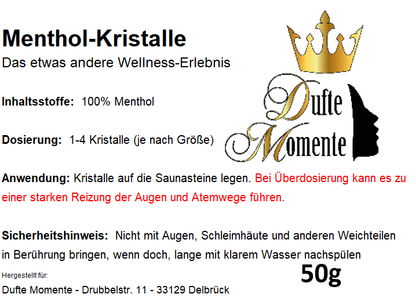 Menthol-Kristalle Etikett 50g