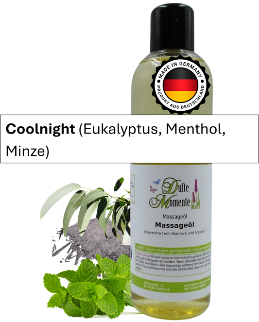 Massageöl 250ml Flasche mit Duftbanner Coolnight