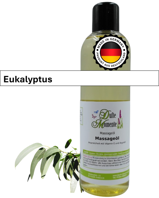 Massageöl 250ml Flasche mit Duftbanner Eukalyptus