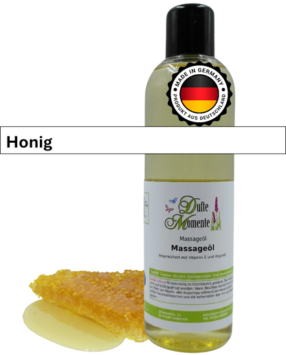 Massageöl 250ml Flasche mit Duftbanner Honig