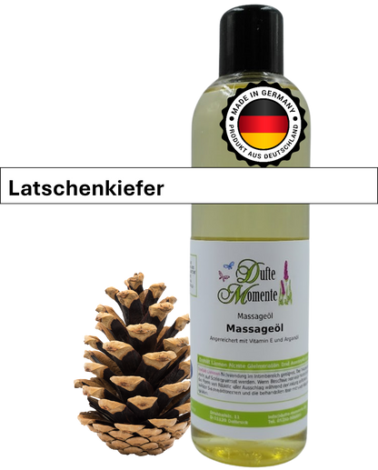Massageöl 250ml Flasche mit Duftbanner Latschenkiefer
