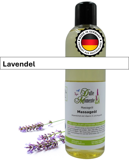 Massageöl 250ml Flasche mit Duftbanner Lavendel
