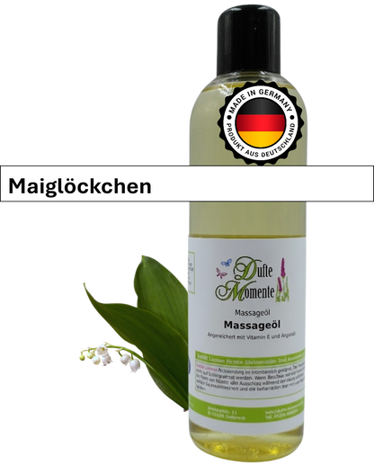Massageöl 250ml Flasche mit Duftbanner Maiglöckchen