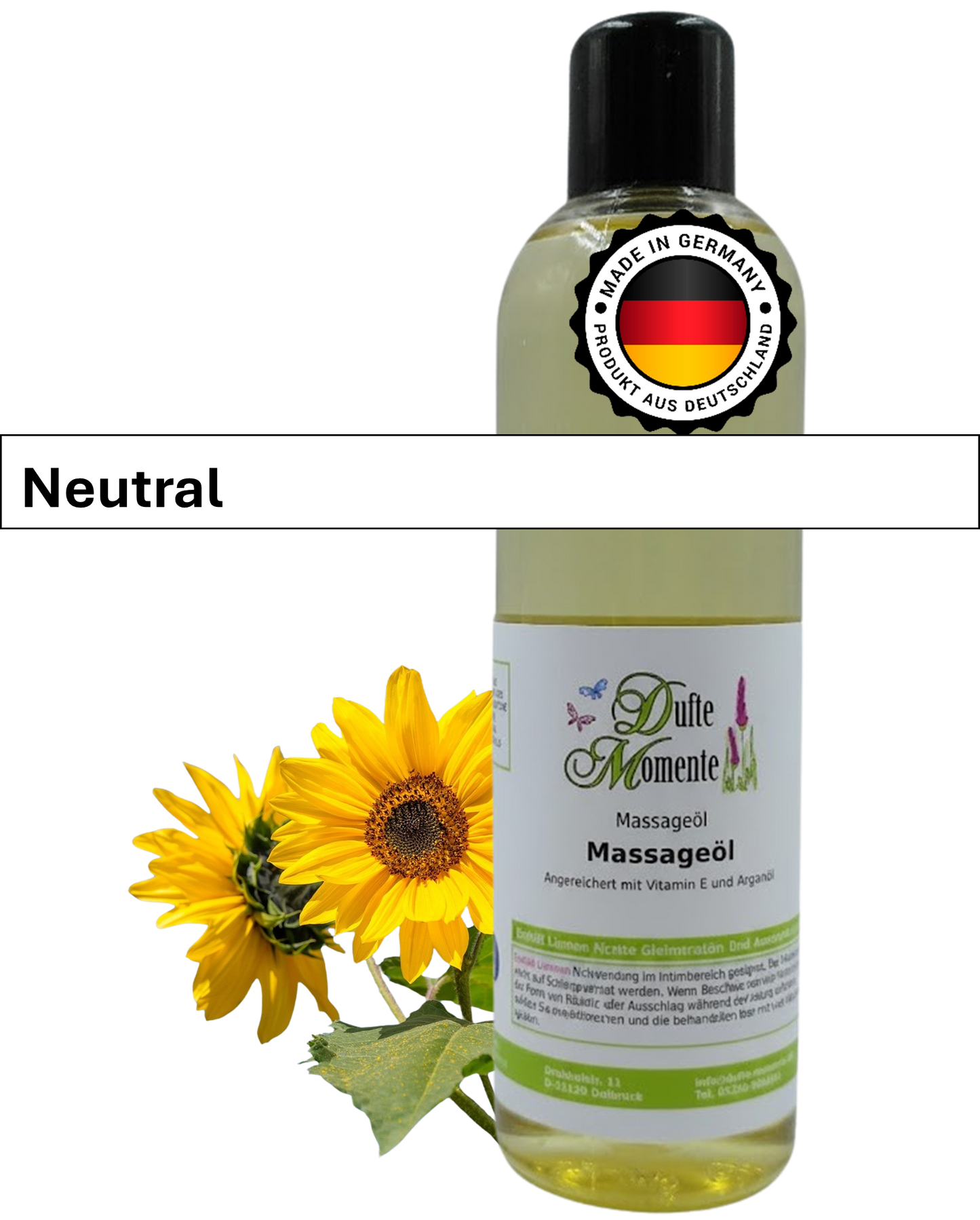 Massageöl 250ml Flasche mit Duftbanner Neutral