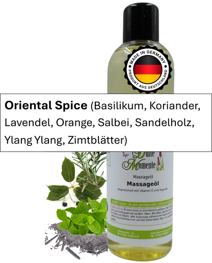 Massageöl 250ml Flasche mit Duftbanner Oriental Spice