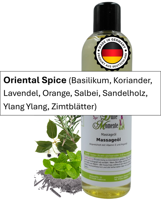 Massageöl 250ml Flasche mit Duftbanner Oriental Spice