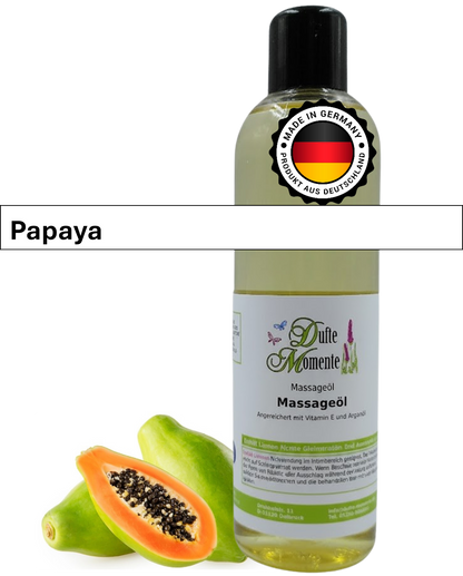 Massageöl 250ml Flasche mit Duftbanner Papaya