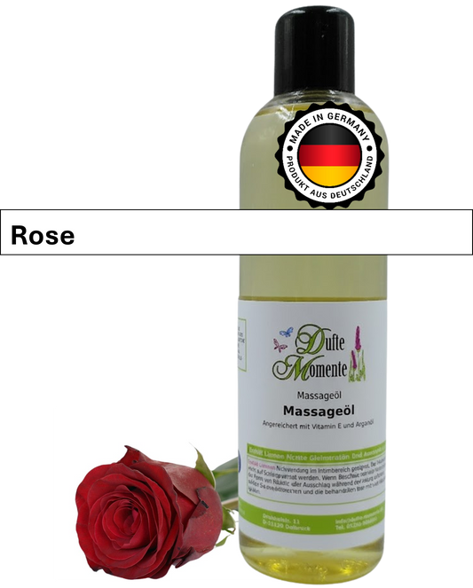 Massageöl 250ml Flasche mit Duftbanner Rose