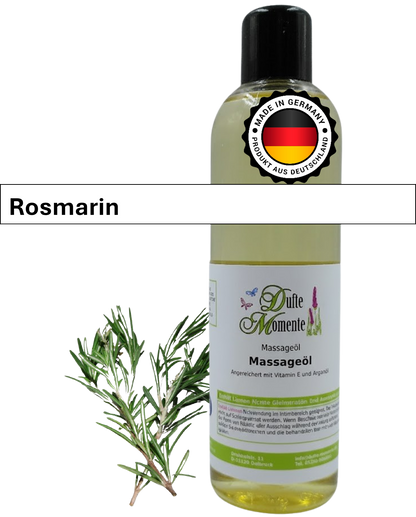 Massageöl 250ml Flasche mit Duftbanner Rosmarin