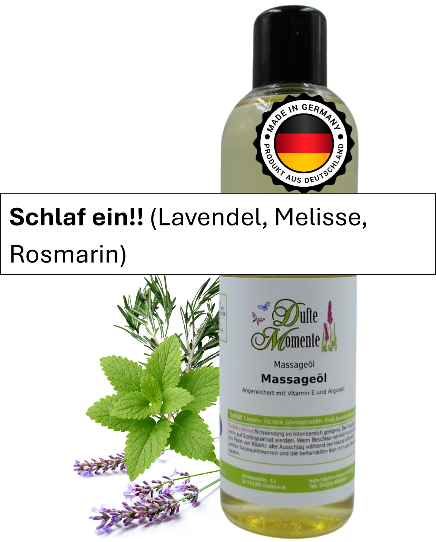 Massageöl 250ml Flasche mit Duftbanner Schlaf ein