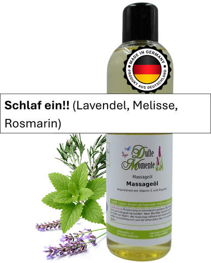 Massageöl 250ml Flasche mit Duftbanner Schlaf ein
