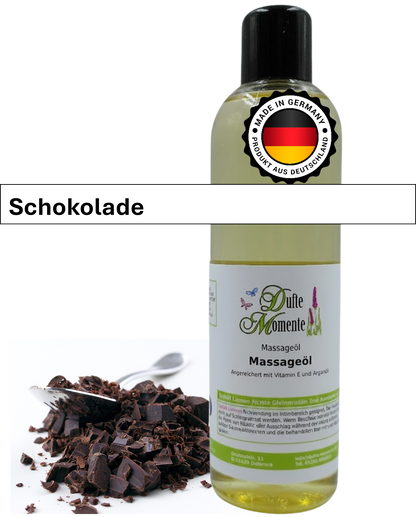 Massageöl 250ml Flasche mit Duftbanner Schokolade