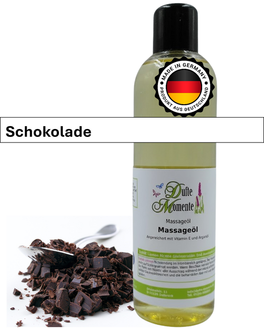Massageöl 250ml Flasche mit Duftbanner Schokolade