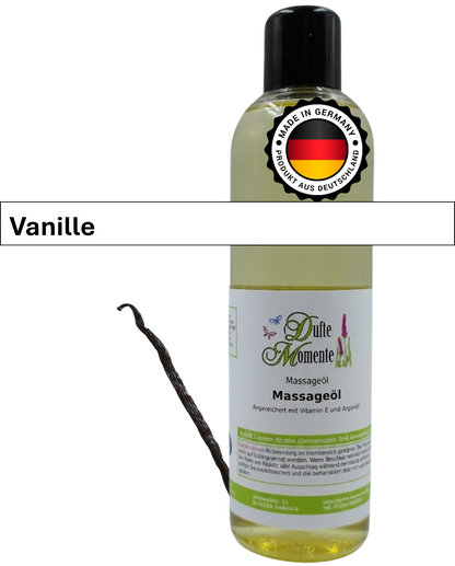 Massageöl 250ml Flasche mit Duftbanner Vanille