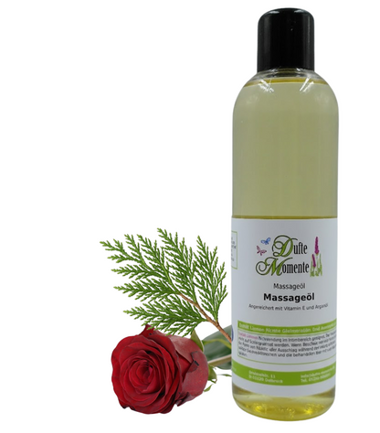 Massageöl 250ml Flasche Zedernholz-Rose