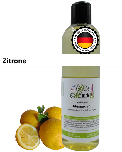 Massageöl 250ml Flasche mit Duftbanner Zitrone