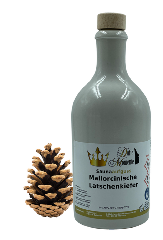Saunaduft Konzentrat Flasche aus Steinzeug  500 ml Mallorcinische Latschenkiefer