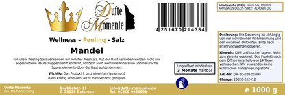 Mandelöl - 1 kg Salz Körperpeeling, mit BIO-Meersalz