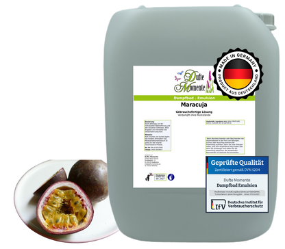 Dampfbad-Emulsion Maracuja | Gebrauchsfertig & DVN-Zertifiziert für Dein Home-Spa | 3L, 5L, 10L