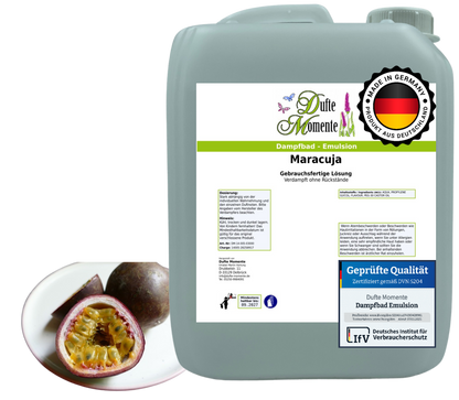 Dampfbad-Emulsion Maracuja | Gebrauchsfertig & DVN-Zertifiziert für Dein Home-Spa | 3L, 5L, 10L