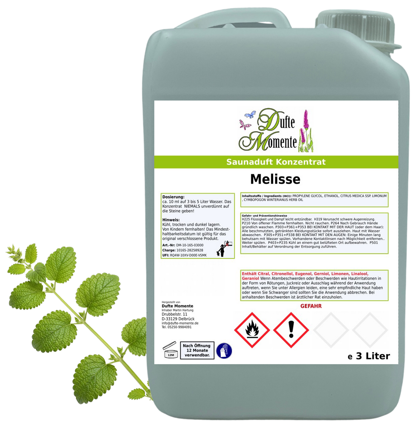 Melisse Saunaaufguss-Konzentrat | 250 ml – 3 L | Frisch & Kräuterig