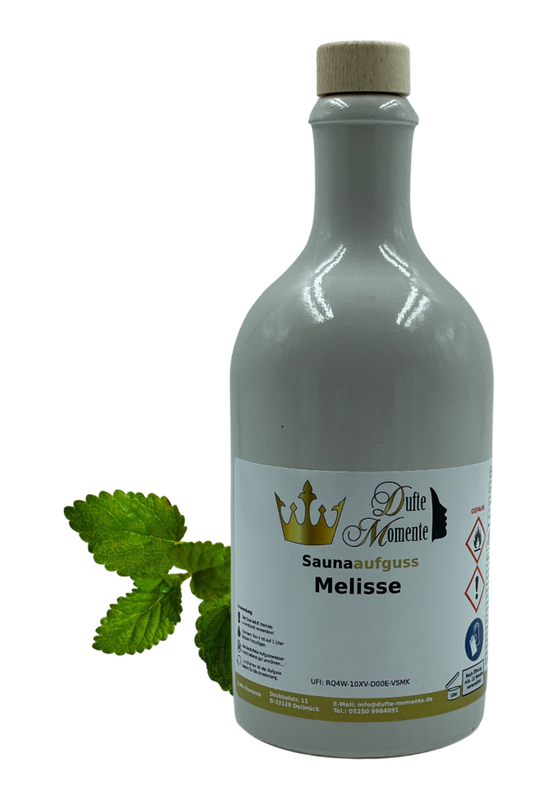 Saunaduft Konzentrat Flasche aus Steinzeug  500 ml Melisse