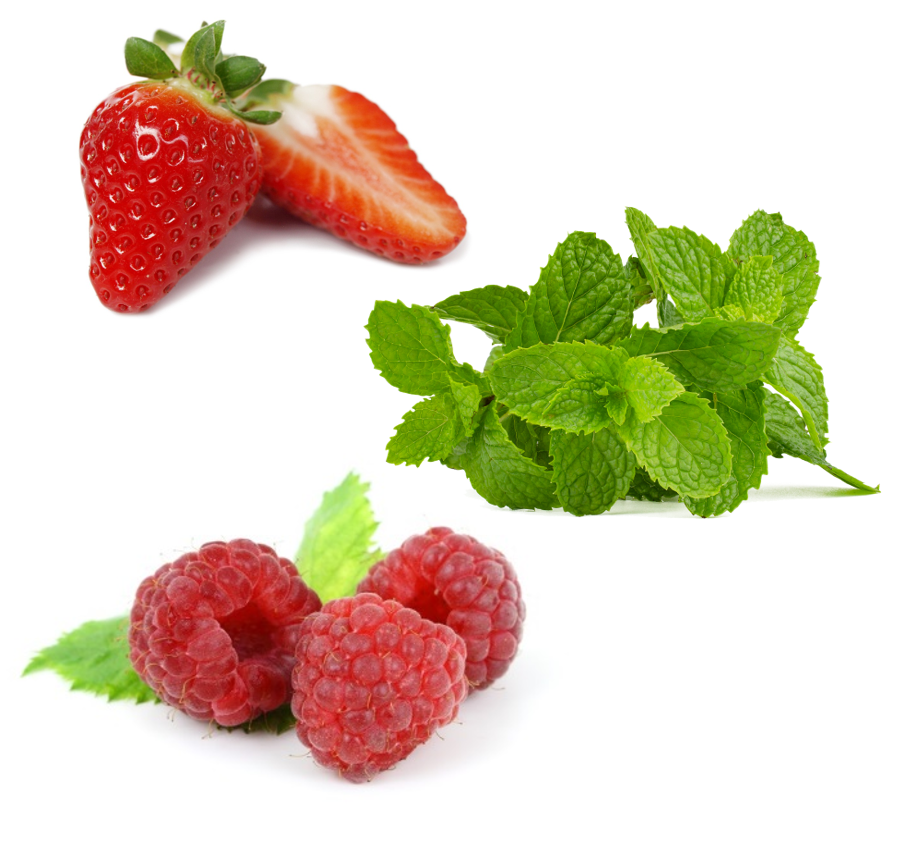 Erdbeeren, Brombeeren und Pfefferminzblätteer