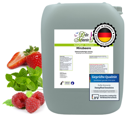 Dampfbad-Emulsion Minzbeere (Erdbeere, Himbeere, Minze) | Gebrauchsfertig & DVN-Zertifiziert für Dein Home-Spa | 3L, 5L, 10L