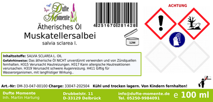 Ätherisches Öl Etikett 100 ml Muskatellersalbei